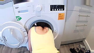 Sis stuck in are washing machine being fucked by his step bro